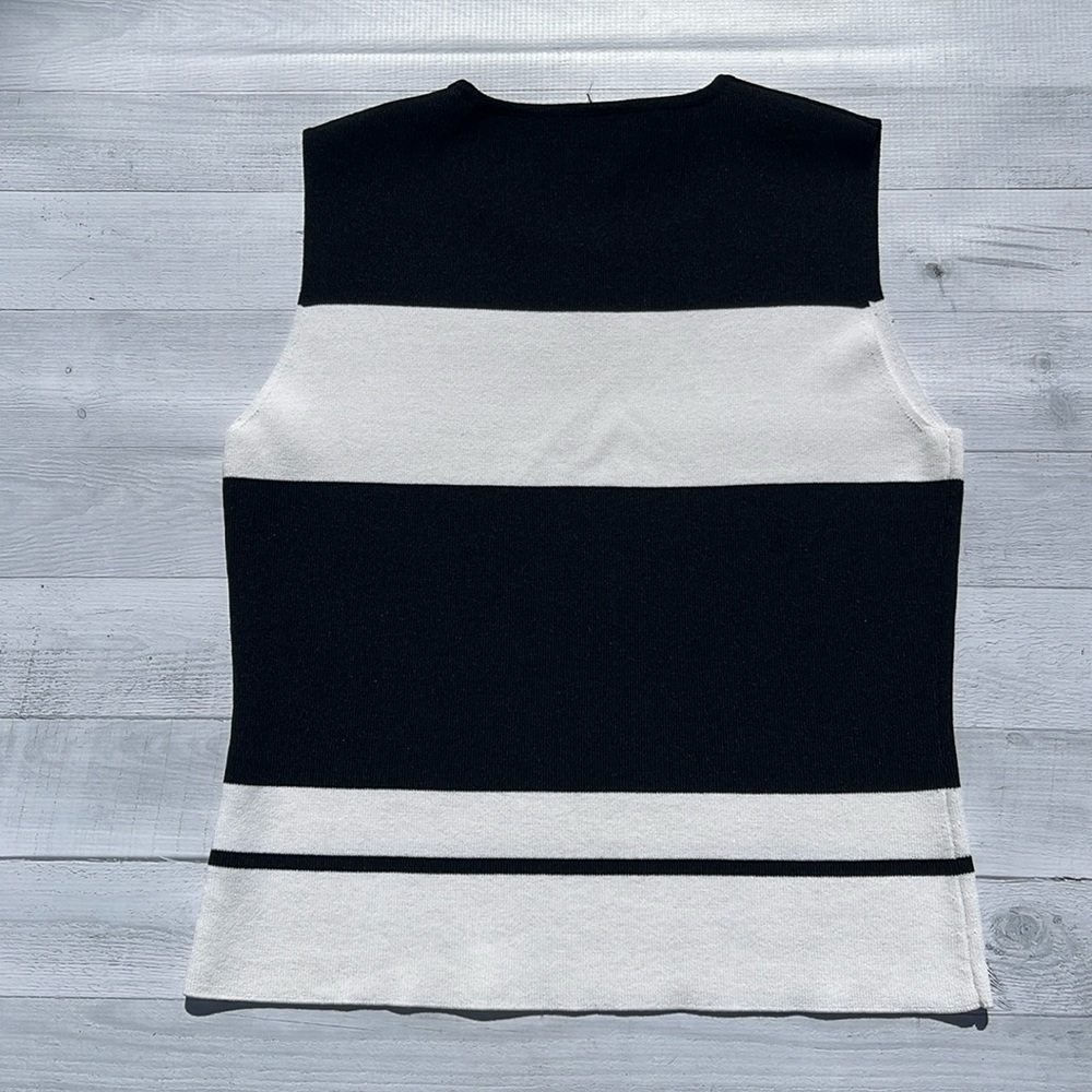 Michelle Nicole Black & White Stripe Sleeveless Tank Top Sweater Size PL - Picture 3 of 5